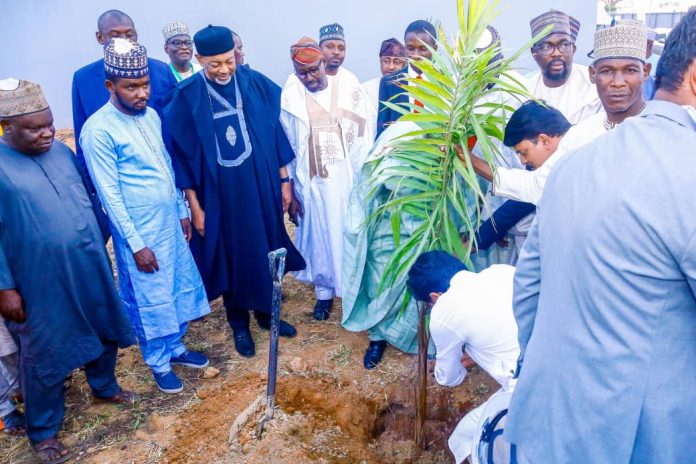 The Representative of the Vice President and Minister of Agriculture and Food Security, Sen Abubakar Kyari during the commissioning of Afcott Sesame and Grains Facility in Kano State