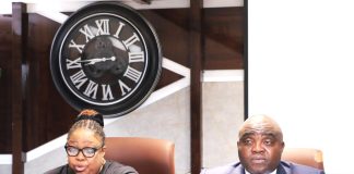 L-R: Representing Permanent Secretary, Dr. Magdalene Ajani, the Director of Human Resources Management, Mrs. Catherine Zozi and the Director-General of the Infrastructure Concession Regulatory Commission (ICRC), Dr. Johnson Ewalefoh,