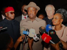 L-R: Vice President, Airline Operators of Nigeria; Dr. Allen Onyema (Chief Executive Officer, Air Peace), Hon. Minister of Aviation and Aerospace Development; Festus Keyamo SAN and the Representative of the Hon. Minister of State (Oil) of Ministry of Petroleum Resources; (The Permanent Secretary) Mrs. Patience Nayakunle at the Meeting with the Nigerian Upstream Petroleum Regulatory Commission (NUPRC) and Nigerian Midstream and Downstream Petroleum Regulatory Authority (NMDPRA) on the Astronomical rise in Jet A1 Fuel.