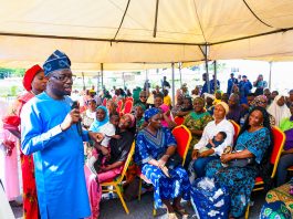 Honourable Minister of Humanitarian Affairs and Poverty Reduction, Dr. Bernard M. Doro, interacting with the beneficiaries of the Household Prosperity and Empowerment Cash Transfer Programme (HOPE-CT) in Kwara State.