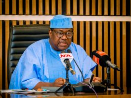 Secretary to the Government of the Federation, Sen. George Akume CON during the inauguration ceremony of the Board Members of Nigerian Upstream Petroleum Regulatory Commission (NUPRC) and National Agricultural Land Development Authority (NALDA) on Tuesday, 28th April, 2026 in Abuja.