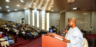 The Honorable Minister Federal Ministry of Livestock Development, Idi Mukhtar Maiha, giving his key note address at the Strategic Engagement Forum in Abuja today, 28th April, 2026.