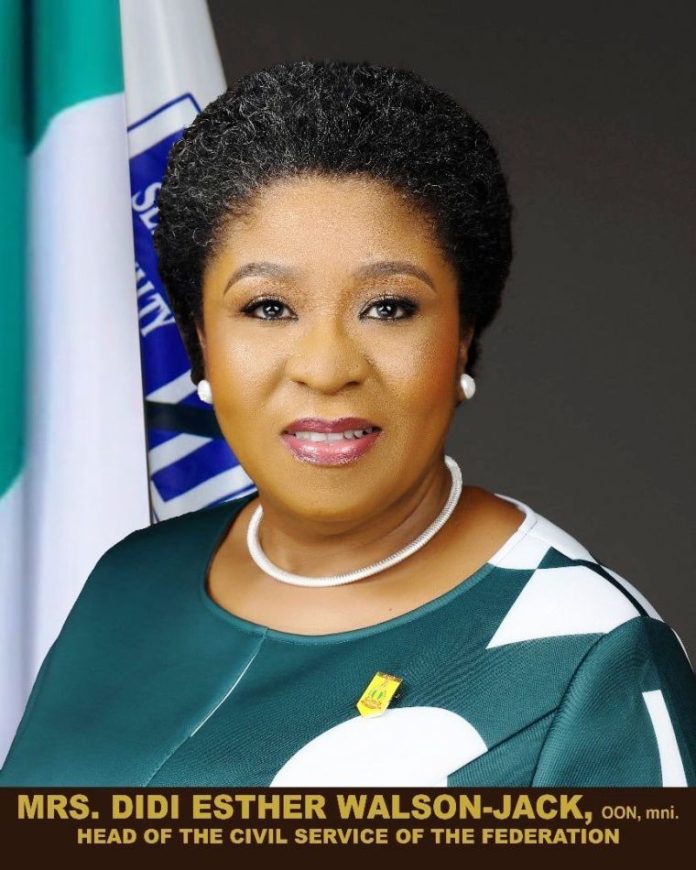 Mrs. Didi Esther Walson-Jack Mrs. Didi Esther Walson-Jack, OON, mni - Head of the Civil Service of the Federation
