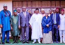 (Center) Secretary to the Government of the Federation (SGF) Sen. George Akume, fnim, CON in a group photograph with members of the Technical Committee on the proposed integrated gas, power, and high-speed rail project during the inauguration of the Committee, on Thursday, 9th April, 2026 in Abuja.
