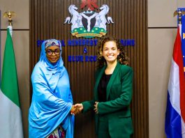 The Permanent Secretary, Federal Ministry of Marine and Blue Economy, FMMBE, Mrs. Fatima Sugra Tabi’a Mahmood (left) with Head, Dutch Public Finance, Invest International, Ms. Fenna Zoe Howkamp.