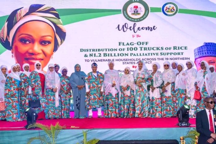 Remi Tinubu launches 100 trucks of rice, N1.2bn aid for vulnerable households in Northern Nigeria
