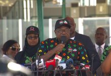 Representative of the President, Commander-In-Chief of the Armed Forces, Federal Republic of Nigeria and the Secretary to the Government of the Federation, Sen. George Akume CON delivering the May Day Address at Eagle Square, Abuja.