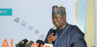 The Minister of State for Agriculture and Food Security, Sen Dr Aliyu Sabi Abdullahi and other stakeholders during the launch of Readiness Assessment for Nigerian farmers Soil Health Scheme