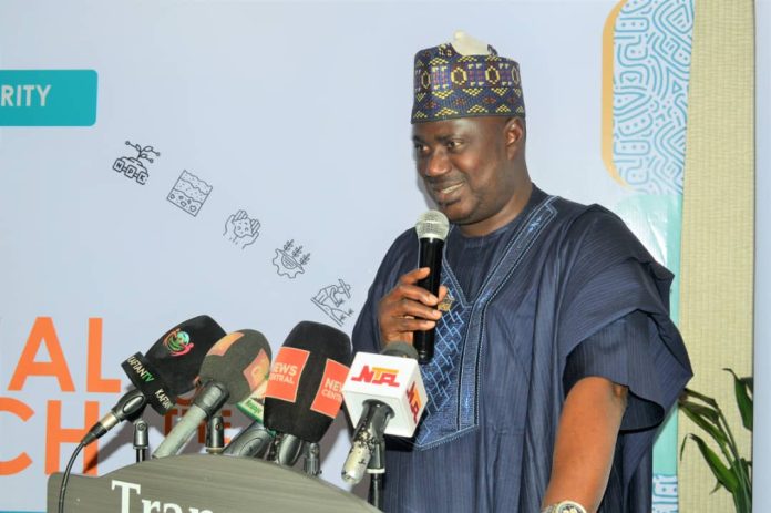 The Minister of State for Agriculture and Food Security, Sen Dr Aliyu Sabi Abdullahi and other stakeholders during the launch of Readiness Assessment for Nigerian farmers Soil Health Scheme