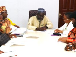 The Permanent Secretary FMACTCE, Abdulkarim Ozi Ibrahim, with the Directors and Heads of Units today at the Departmental briefing, in Abuja.