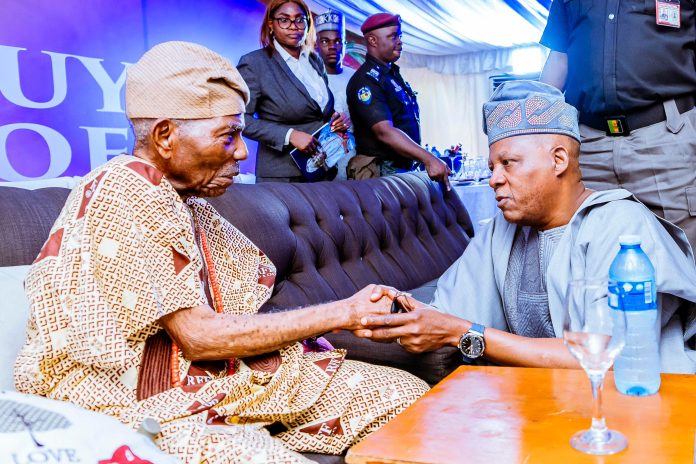 Vice President Kashim Shettima and Pa Reuben Famuyide Fasoranti at the 100 years Birthday Celebration of Afenifere leader, Pa Reuben Famuyide Fasoranti in Akure, Ondo State on Monday, 11-05-2026.