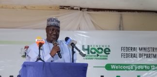 The Minister of State for Agriculture and Food Security, Sen Dr Aliyu Sabi Abdullahi and other stakeholders during the flag-off of the Ministerial Advocacy Tour on Cooperative Bank of Nigeria Share Capital Mobilization and Sensitization, and the Cooperative Digitization Drive held in Lagos State