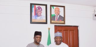 Permanent Secretary, Federal Ministry Innovation, Science and Technology (FMIST) Dr. Mukhtar Yawale Muhammad, mni (left) receiving booklets on reform policies in the Federal Civil Service from Director-General, Bureau of Public Service Reforms (BPSR) Nigeria Mr. Dasuki Ibrahim Arabi (right) during the visit.