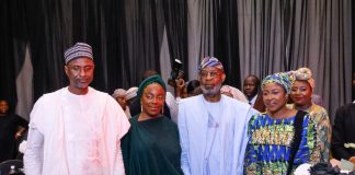 L-R: The third person in the picture is the Honourable Minister of Solid Minerals Development, Dr. Dele Alake. The first person is the Permanent Secretary of Solid Minerals Development, Engr. Faruk Yusuf Yabo and awardees, during the ceremony of the maiden edition of the Solid Minarals Excellence Awards (SOMEA)2026, held at Abuja Continental Hotel on Thursday 14th May, 2026 in Abuja, Nigeria.