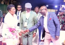 The Honourable Minister of Interior, Olubunmi Tunji-Ojo exchanging handshakes with the Head of the Civil Service of the Federation, Mrs Didi Esther Walson-Jack