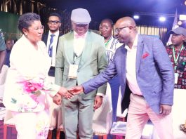 The Honourable Minister of Interior, Olubunmi Tunji-Ojo exchanging handshakes with the Head of the Civil Service of the Federation, Mrs Didi Esther Walson-Jack