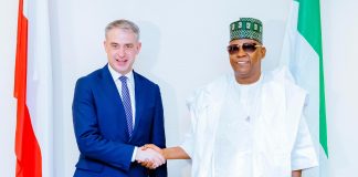 Vice President Kashim Shettima and Deputy Prime Minister of Poland and Minister of Digital Affairs, Mr Krzysztof Gawkowski during a courtesy visit to the Vice-President in Abuja on Thursday, 21-05-2026