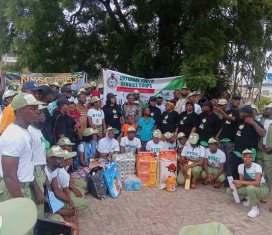 NYSC donates food, Pampers, clothes to Lafia Orphanage, FUTH