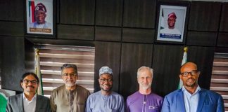 Middle: The honourable minister of Humanitarian Affairs and Poverty Reduction. Dr Bernard M. Doro, to his left is the leader of the delegation Mr Roberts Chase and other members of the delegation from the World Bank when they visited the minister.