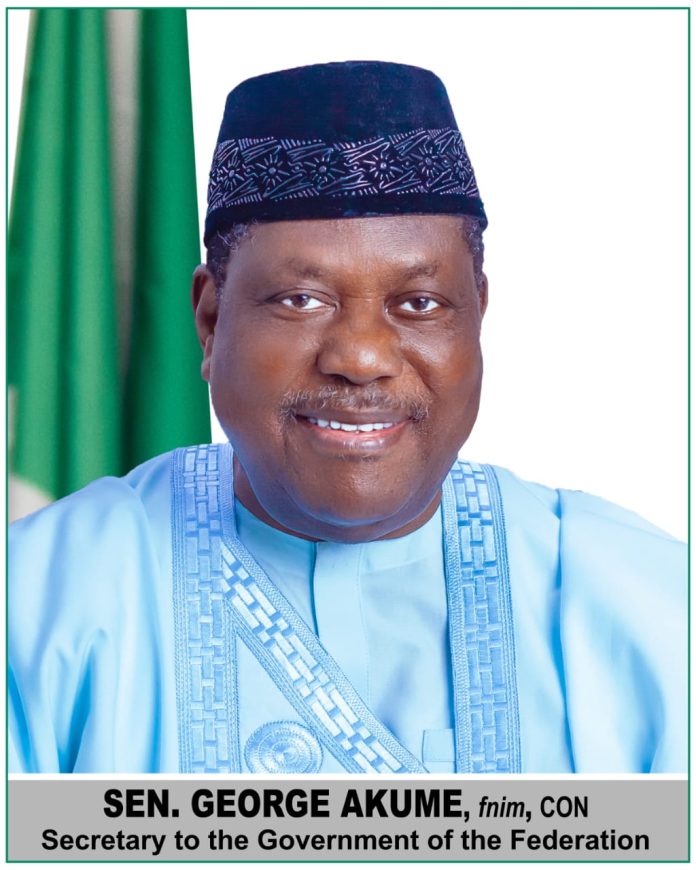 Secretary to the Government of the Federation, Senator George Akume (CON)