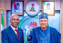 (R–L) The Honourable Minister of Information and National Orientation, Mohammed Idris, fnipr, and Chairman/Chief Executive Officer, Office of the Tax Ombud Nigeria, Dr. John C. Nwabueze, during a courtesy visit by the latter to the Honourable Minister in Abuja. Photo: Khalid Ahmed/FMINO