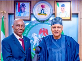 (R–L) The Honourable Minister of Information and National Orientation, Mohammed Idris, fnipr, and Chairman/Chief Executive Officer, Office of the Tax Ombud Nigeria, Dr. John C. Nwabueze, during a courtesy visit by the latter to the Honourable Minister in Abuja. Photo: Khalid Ahmed/FMINO
