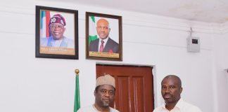 Permanent Secretary, Federal Ministry of Innovation, Science and Technology FMIST, Dr. Mukhtar Yawale Muhammad, mni () receiving a compendium outcome Driven Engineering Education books from the Executive Director, Engineers Without Boarders (EWB) Nigeria Mr. Oladimeji Olutimehin (right) during the visit.