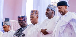 The Honourable Minister of Information and National Orientation, Mohammed Idris, fnipr, joined the Vice President of the Federal Republic of Nigeria, Senator Kashim Shettima, and other dignitaries in a special Juma’at prayer held to commemorate Nigeria’s 27th Democracy Day anniversary on June 5, 2026. The prayer session offered an opportunity for thanksgiving, reflection, and supplication for continued peace, unity, and democratic progress in the country. Photo: Khalid Ahmed/FMINO.