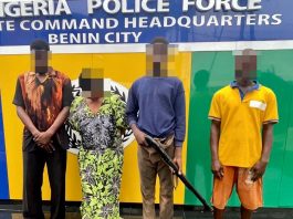 Edo Police Uncover Staged Kidnapping Syndicate, Arrest Four Suspects, Recover Firearm Used In Fake Ransom Videos