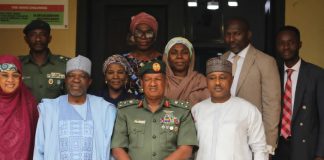 Director-General of the NBC, Surveyor Adamu Adaji, and some Directors of the Commission posed for a group photograph with Brigadier General M.B. Shehu and his team, after the meeting.