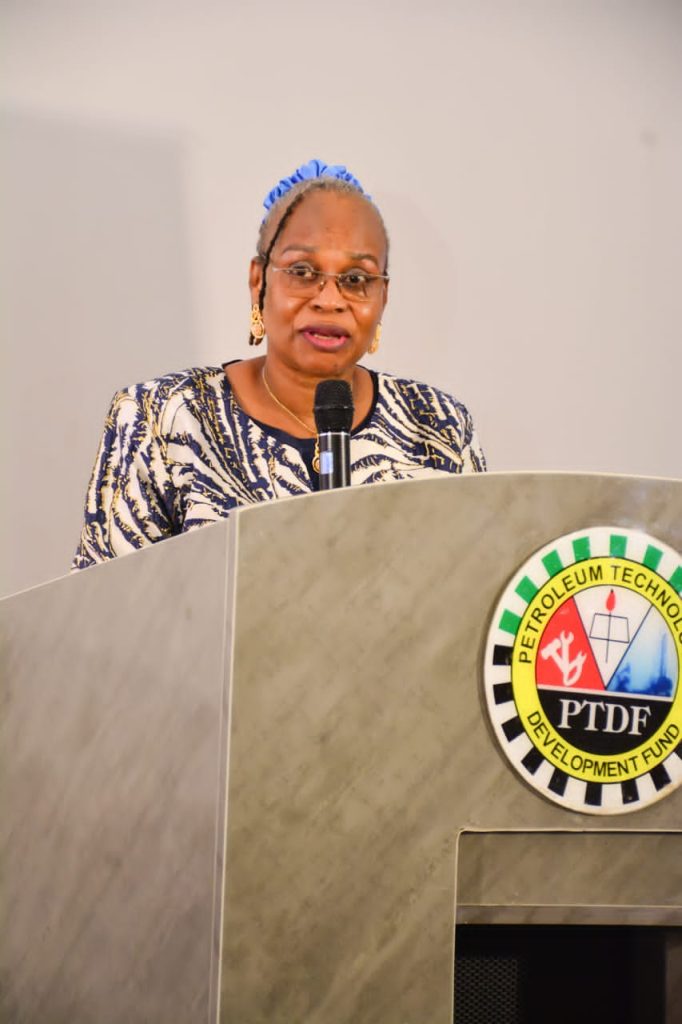 Permanent Secretary, Ministry of Petroleum Resources, Mrs. Patience Oyekunle, delivering her welcome address at the Ministry's Management Retreat