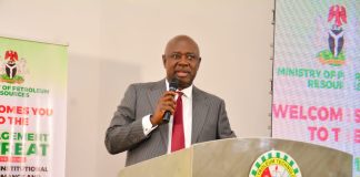 Minister of State for Petroleum Resources (Oil), Senator Heineken Lokpobiri, delivering his keynote address at the Management Retreat of the Ministry of Petroleum Resources