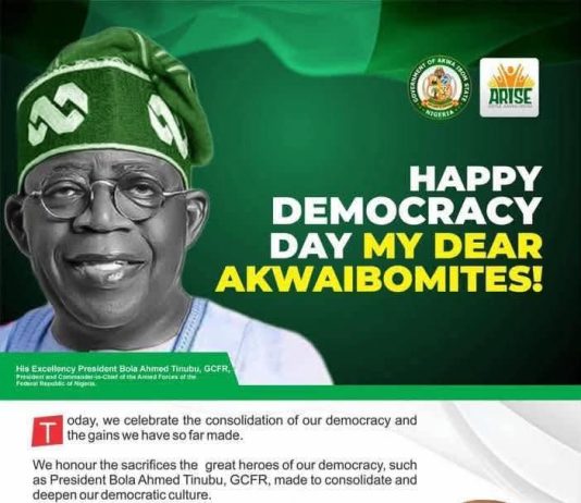 Governor Umo Eno Celebrates Democracy Day, Commends Nigerians For Sustaining Democratic Values
