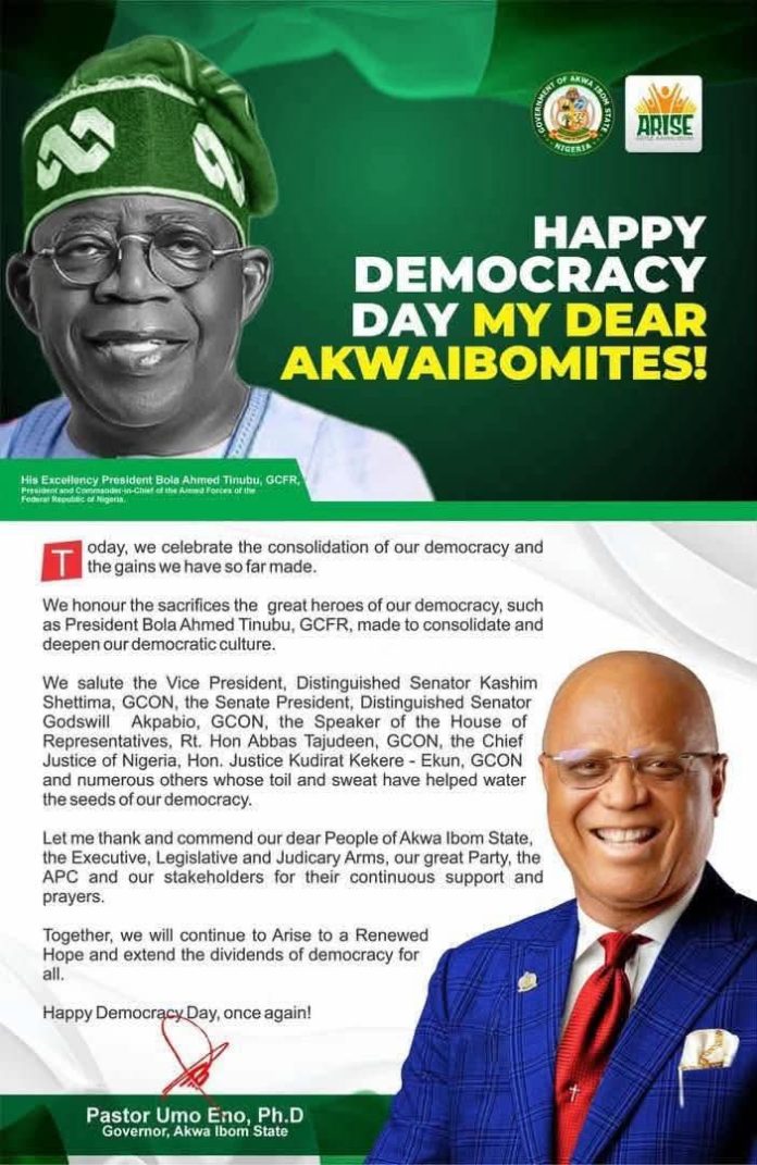 IMG-20260613-WA0018 Governor Umo Eno Celebrates Democracy Day, Commends Nigerians For Sustaining Democratic Values