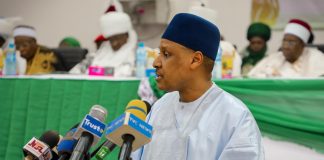 Representing President Bola Ahmed Tinubu, the Honourable Minister of Information and National Orientation, Mohammed Idris, fnipr, addresses the 8th Executive Committee Meeting of the Northern Traditional Rulers' Council (NTRC) in Dutse, Jigawa State.