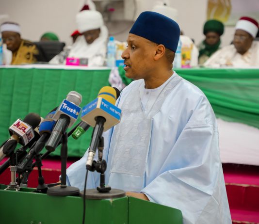 Representing President Bola Ahmed Tinubu, the Honourable Minister of Information and National Orientation, Mohammed Idris, fnipr, addresses the 8th Executive Committee Meeting of the Northern Traditional Rulers' Council (NTRC) in Dutse, Jigawa State.