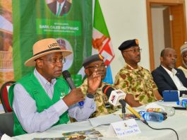 The Honourable Minister of Federal Ministry of Livestock development,, Idi Mukhtar Maiha during the Stakeholders engagement in Jos