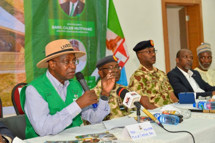 The Honourable Minister of Federal Ministry of Livestock development,, Idi Mukhtar Maiha during the Stakeholders engagement in Jos
