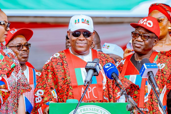Ekiti 2026: VP Shettima Drums Support For Oyebanji's Reelection At APC Mega Rally