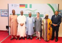 R-L: The second person is the Permanent Secretary of Solid Minerals Development Engr. Faruk Yusuf Yabo FNSE, the Co-Chair, GGG.His Excellency, the Hon. Minister of Budget and Economic Planning, Senator Abubakar Atiku Bungudu, the German Ambassador and ECOWAS, H.E Annette, Gunther, the Resident Representative UNDP, Nigeria, Ms Elsie G Attafuah and other Stakeholders of the Green Guarantee Group (GGG) High-level Stakeholders' Roundtable on mainstreaming Financial Guarantee in Nigeria held at Ladi Kwali Hall, Continental Hotel, Abuja on Tuesday, 16th June 2026.
