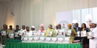 Cross section of dignitaries during the unveiling of Compendium on Zonal Intervention/Constituency Projects at the Banquet Hall, State House Abuja.