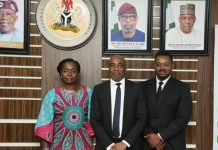 AFNIS 2026 Moving To Implementation Stage Will Shape Africa’s Future Policy, Investment Decisions – Dr. Alake R-L: The Director IPMT, Dr. Esther Nkechi Udo represented the Permanent Secretary of Solid Minerals Development Engr. Faruk Yusuf Yabo FNSE at the pre-event press briefing in preparation for the upcoming 5th edition of the 2026 AFNIS.The next person in the picture is Mr. Martins Imonite, M.D/CEO Nigeria Solid Minerals Company. He represented the Honorable Minister of Solid Minerals Development, Dr. Dele Alake at the event. Followed by the representative of Core International, Archibald Troko, Director, strategy, and platform development. The event took place on the 17th of June, 2026, in the Honorable Minister's Conference Room, Abuja.