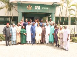 Members of the Council for the Regulation of Engineering in Nigeria (COREN) pose for a group photograph following the 189th Ordinary Council Meeting at COREN Headquarters, Abuja.