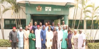 Members of the Council for the Regulation of Engineering in Nigeria (COREN) pose for a group photograph following the 189th Ordinary Council Meeting at COREN Headquarters, Abuja.
