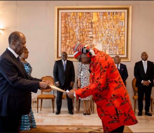 Presentation Of Letters Of Credence By H.E. Ambassador Ezenwa Chukwuemeka Nwaobiala To The President Of The Republic Of Côte d'Ivoire