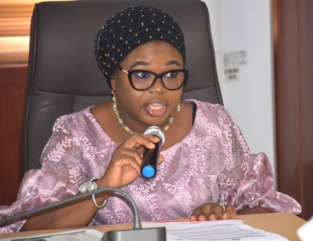 The Ag. National Coordinator/CEO of the SERVICOM Office, Mrs. Helen Lawal delivering her goodwill message during the retreat which was held in Abuja on 23rd June, 2026.
