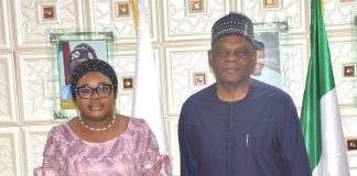 The Ag. National Coordinator/CEO of the SERVICOM Office, Mrs. Helen Lawal and the Executive Secretary of the Tertiary Education Trust Fund (TETFUND) Arc. Sonny S. T. Echono (FNIA) posed for a photograph during the retreat which was held in Abuja on 23rd June, 2026.