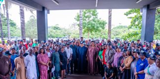 *2026 CIVIL SERVICE WEEK: FEDERAL MINISTRY OF INFORMATION HONOURS OUTSTANDING STAFF* The Honourable Minister of Information and National Orientation, Mohammed Idris, fnipr, and the Permanent Secretary of the Ministry, Dr. Binyerem Chigbonwu Ukaire, with staff of the Federal Ministry of Information and National Orientation during the celebration of staff and presentation of Certificates of Commendation to deserving personnel as part of activities marking the 2026 Civil Service Week in Abuja on June 23, 2026. Photo: Khalid Ahmed/FMINO