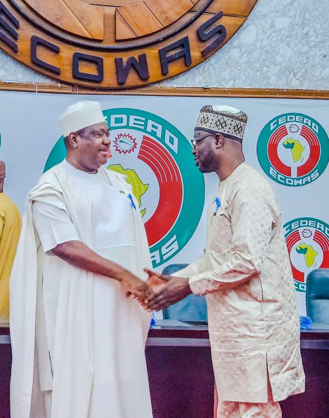 IMG-20260624-WA0293 R-L: Hon. Minister of Humanitarian Affairs and Poverty Reduction, Dr. Bernard M. Doro, and the Secretary to the Government of the Federation (SGF), Senator George Akume, exchange pleasantries during the High-Level Dialogue commemorating International Refugee Day.