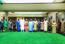 Secretary to the Government of the Federation, Sen. George Akume, CON, (m), flanked by the Hon. Minister of Arts, Culture and Tourism, Hannatu Musa Musawa, Permanent Secretary, General Services Office, Dr. Ibrahim Abubakar Kana, mni, and other top government functionaries during a group photograph on the occasion of the inauguration of Inter-Ministerial Committee on Nigeria's 27th Democracy Anniversary on Tuesday, 2nd June, 2026 in Abuja